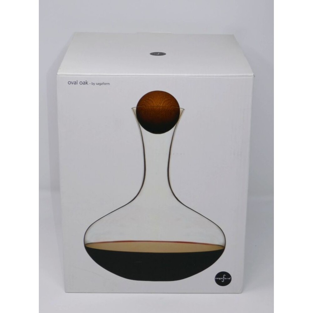 Sagaform Oval Oak Mouth-Blown Glass Wine Carafe